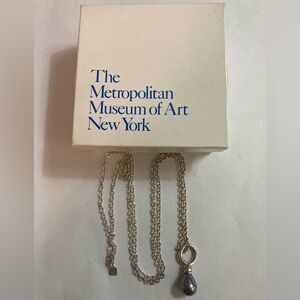 MMA Sterling Silver and black Drop Pearl Necklace